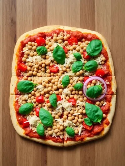 Quinoa Chickpea Pizza – High Protein Plant Based - ingredients preparation