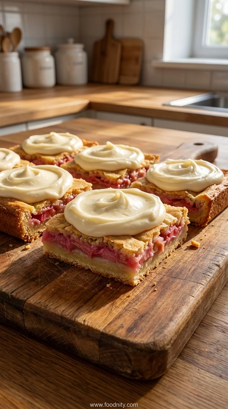 Rhubarb Bars with Cream Cheese - feature image