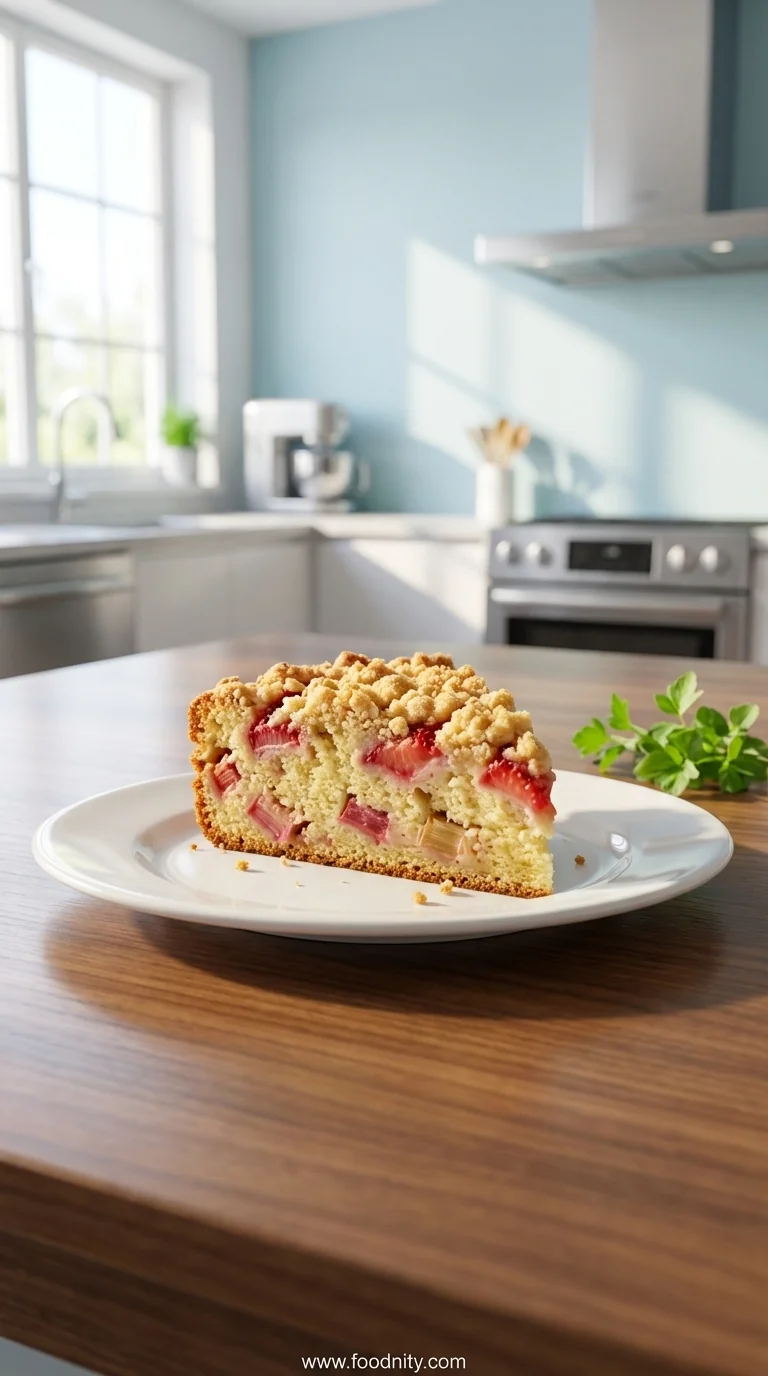 Rhubarb Breakfast Cake Recipe - feature image