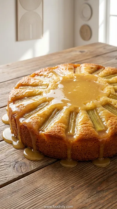Delicious Rhubarb Cake With Butter Sauce