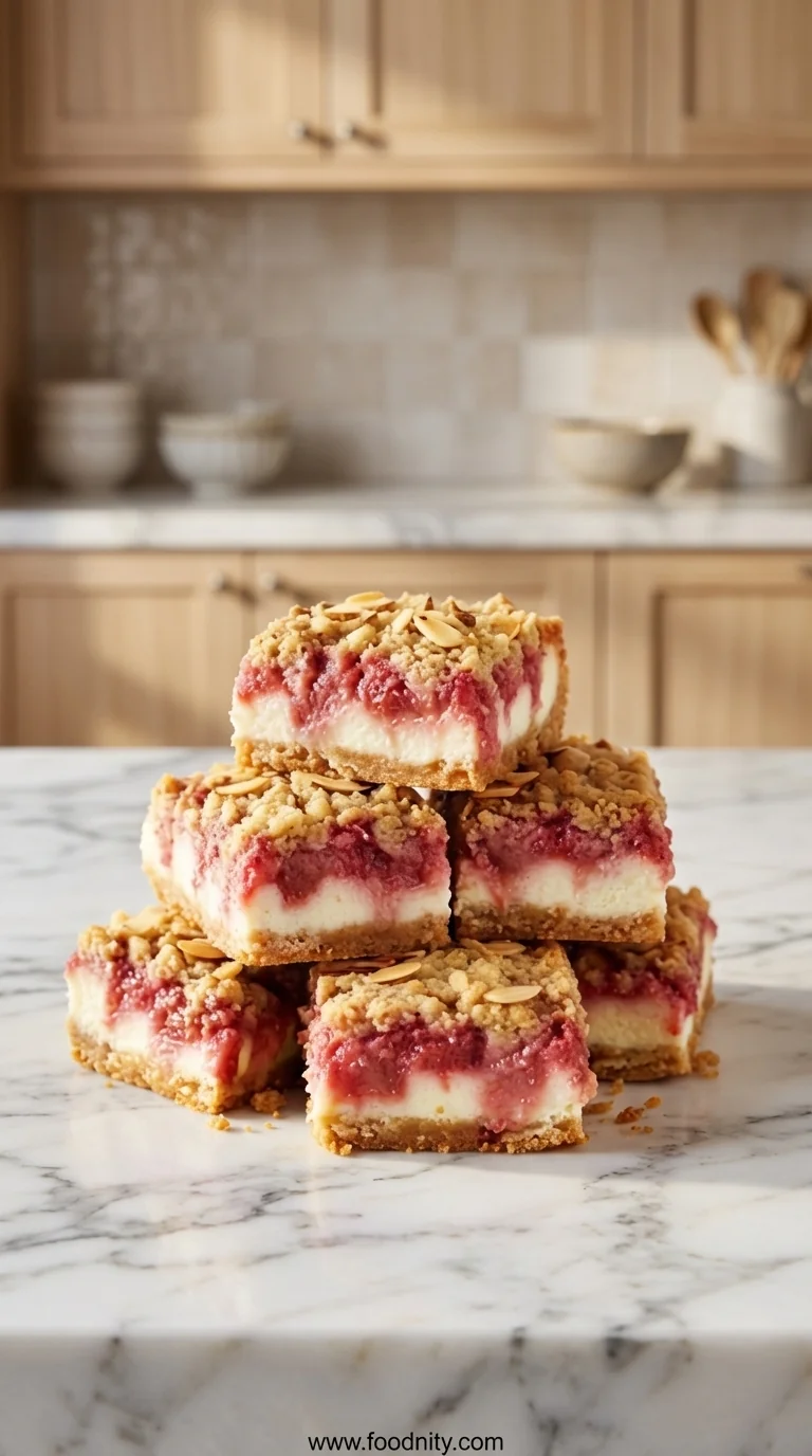 Rhubarb Cheesecake Squares - feature image