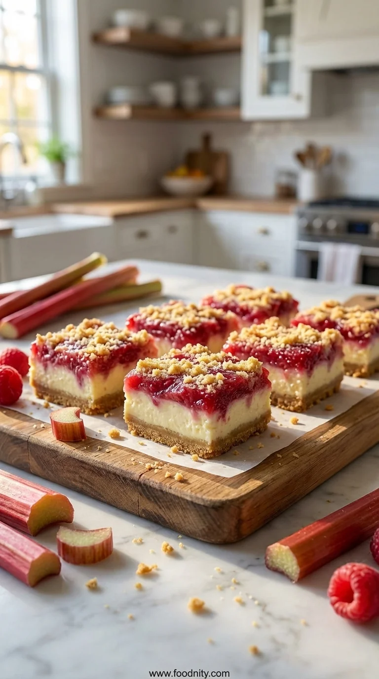 Rhubarb Cheesecake Squares - feature image