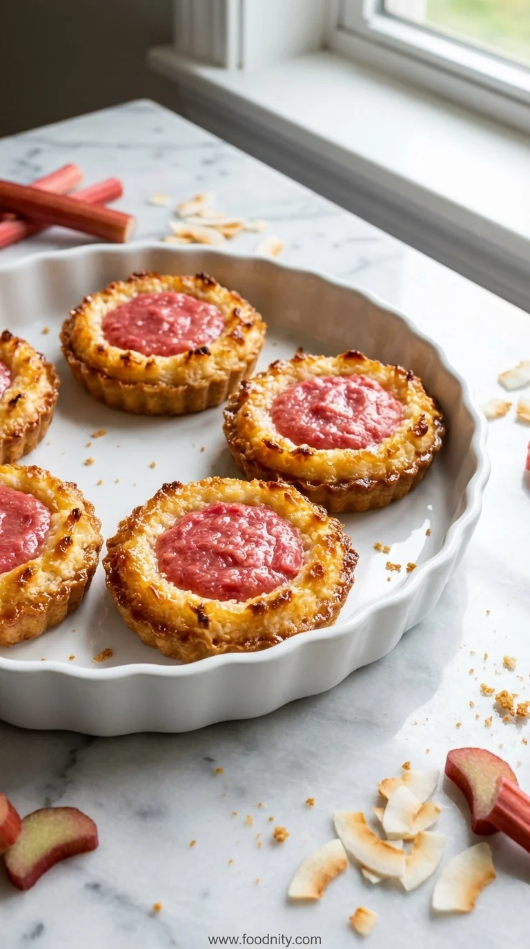 Rhubarb Coconut Macaroon Tarts - feature image