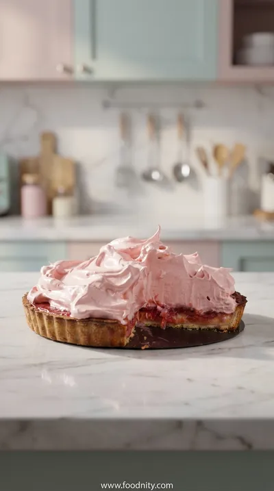 Rhubarb Cream Tart with Strawberry Meringue