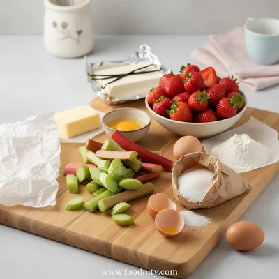 Rhubarb Cream Tart with Strawberry Meringue - cooking process