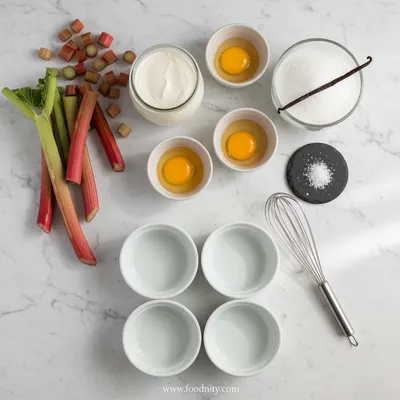 Rhubarb Crème Brûlée - cooking process