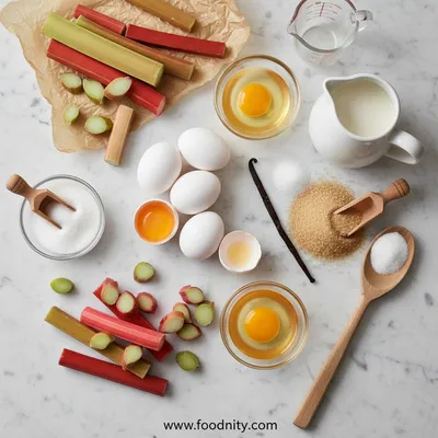 Rhubarb Crème Brûlée - cooking process