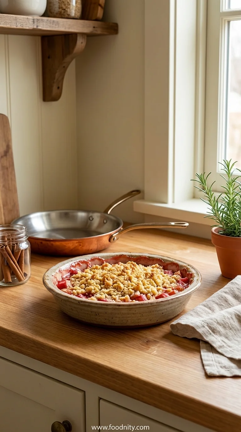 Traditional Rhubarb Crisp With Frozen Rhubarb - feature image