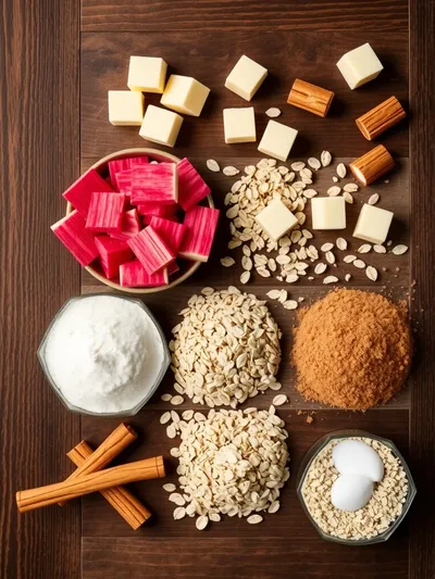 Traditional Rhubarb Crisp with Frozen Rhubarb - ingredients preparation