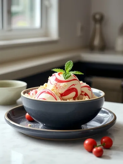 Rhubarb Crumble Ice Cream - ready to serve