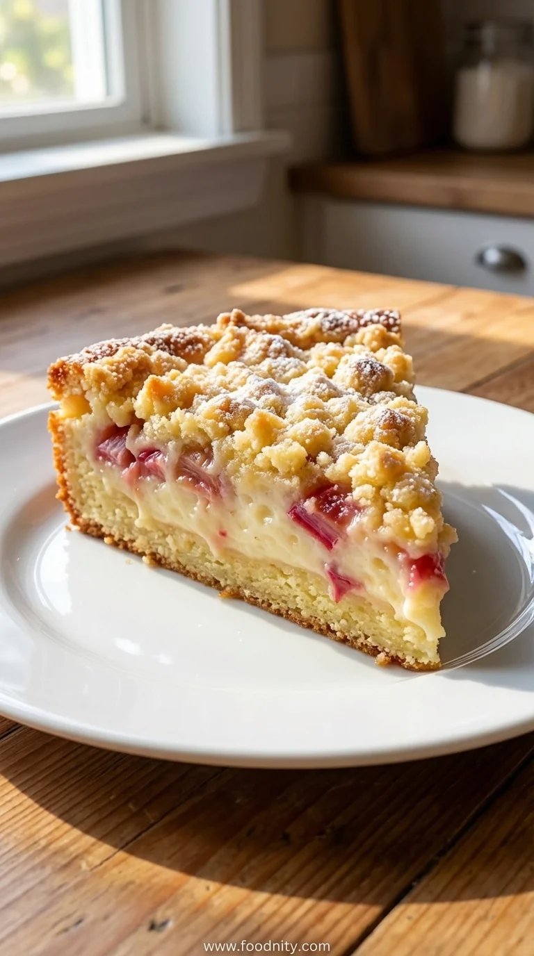 Rhubarb Custard Cake – Sweet Dessert with Buttery Crumble