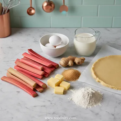 Rhubarb Ginger Custard Tart - cooking process