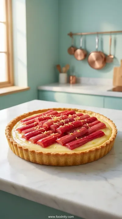 Rhubarb Ginger Custard Tart