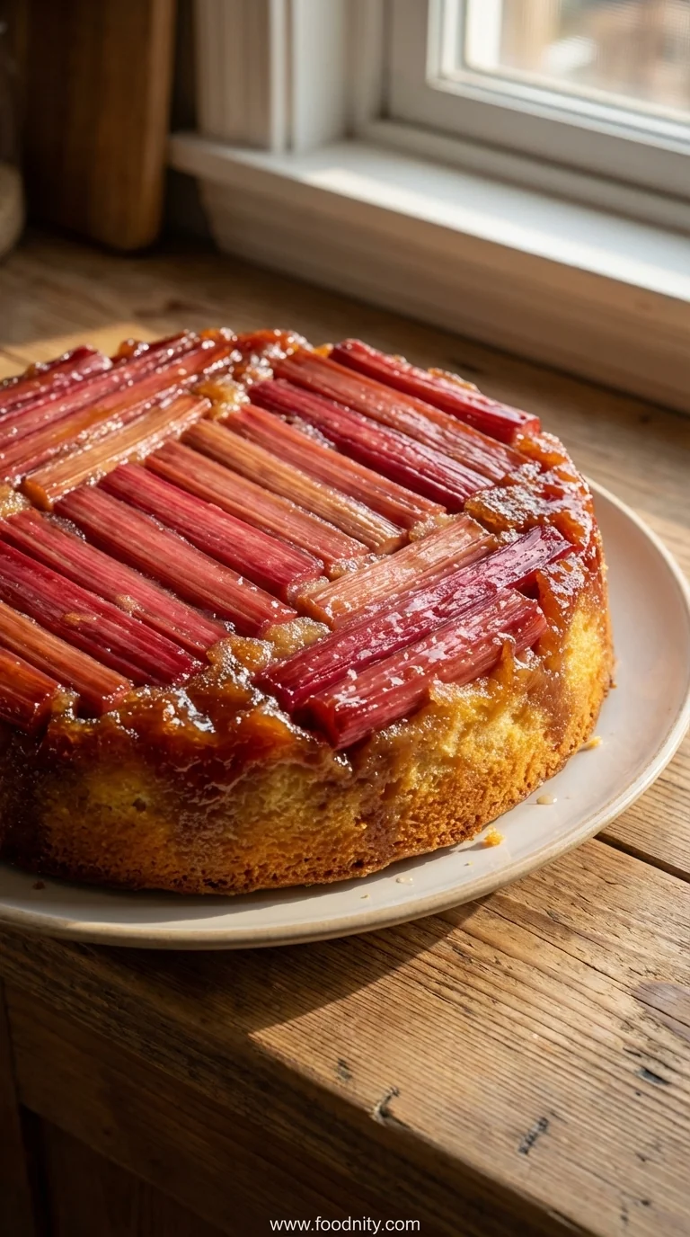 Rhubarb Upside-Down Cake - feature image