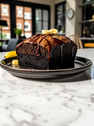 Rich Chocolate Banana Bread - ready to serve