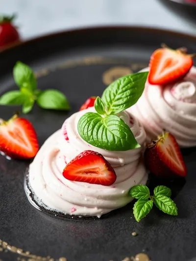 Roasted Strawberries Lime Basil Ice Cream - ready to serve