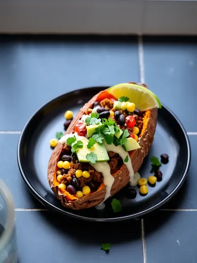 Savory Taco Stuffed Sweet Potatoes - cooking process