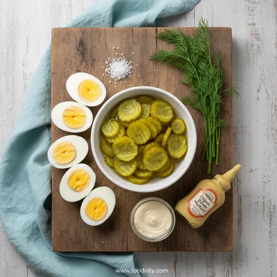 Simple Dill Pickle Deviled Eggs - cooking process