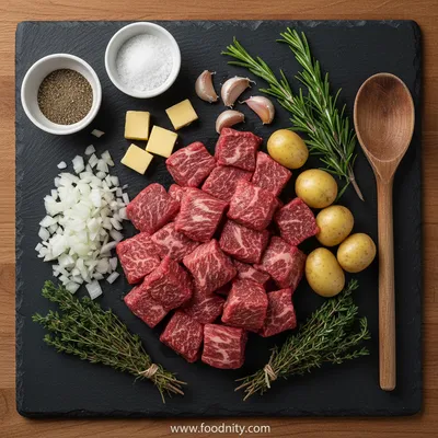 Slow Cooker Garlic Butter Beef Bites with Potatoes - cooking process
