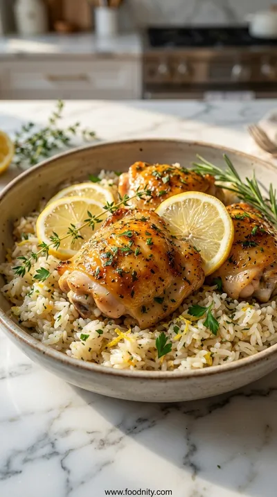 Slow Cooker Lemon Herb Chicken and Rice