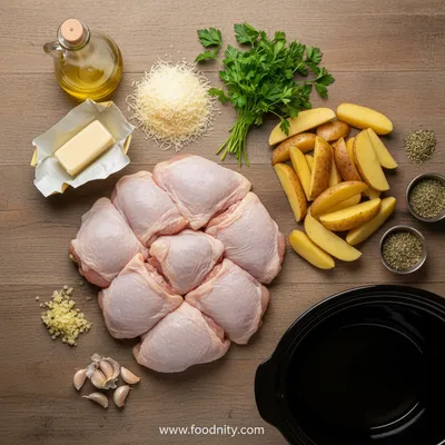 Slow Cooker Parmesan Garlic Chicken and Potatoes - cooking process