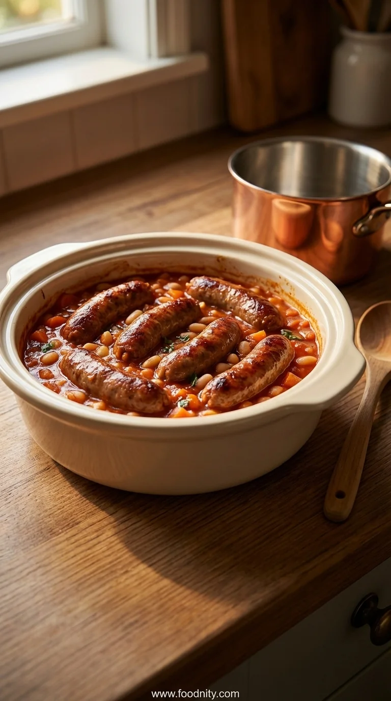 Slowcooker Beef Sausage & Bean Casserole