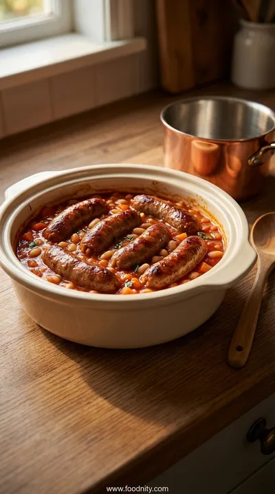 Slowcooker Beef Sausage & Bean Casserole