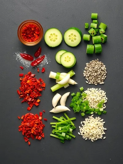 Spicy Cucumber Salad – Ready In 15 Minutes - ingredients preparation