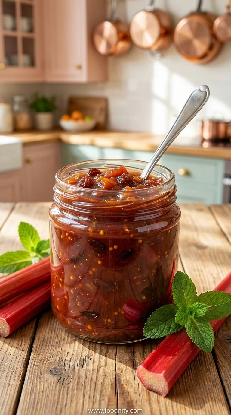 Spicy Rhubarb Chutney With Raisins - feature image