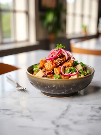 Sticky Chicken Poke Bowls Recipe - cooking process