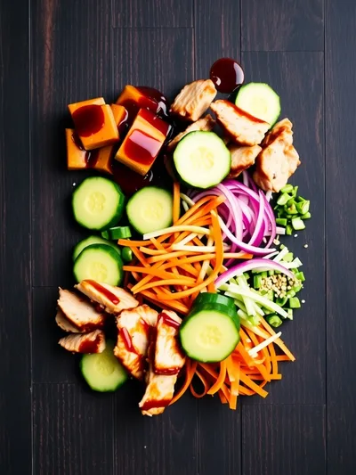 Sticky Chicken Poke Bowls Recipe - ingredients preparation