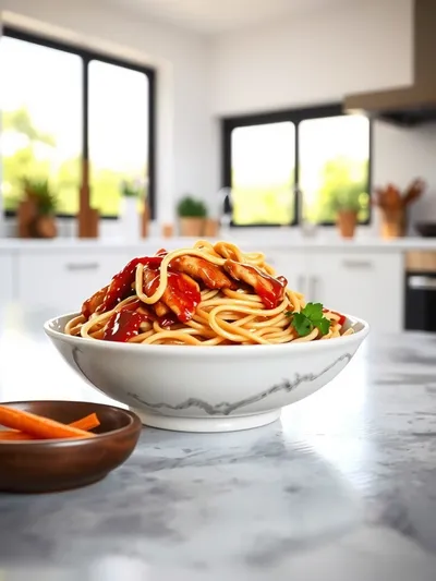 Sticky Garlic Chicken Noodles