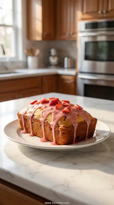 Strawberry Bread Loaf With Strawberry Glaze