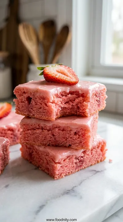 Strawberry Brownies With Creamy Frosting