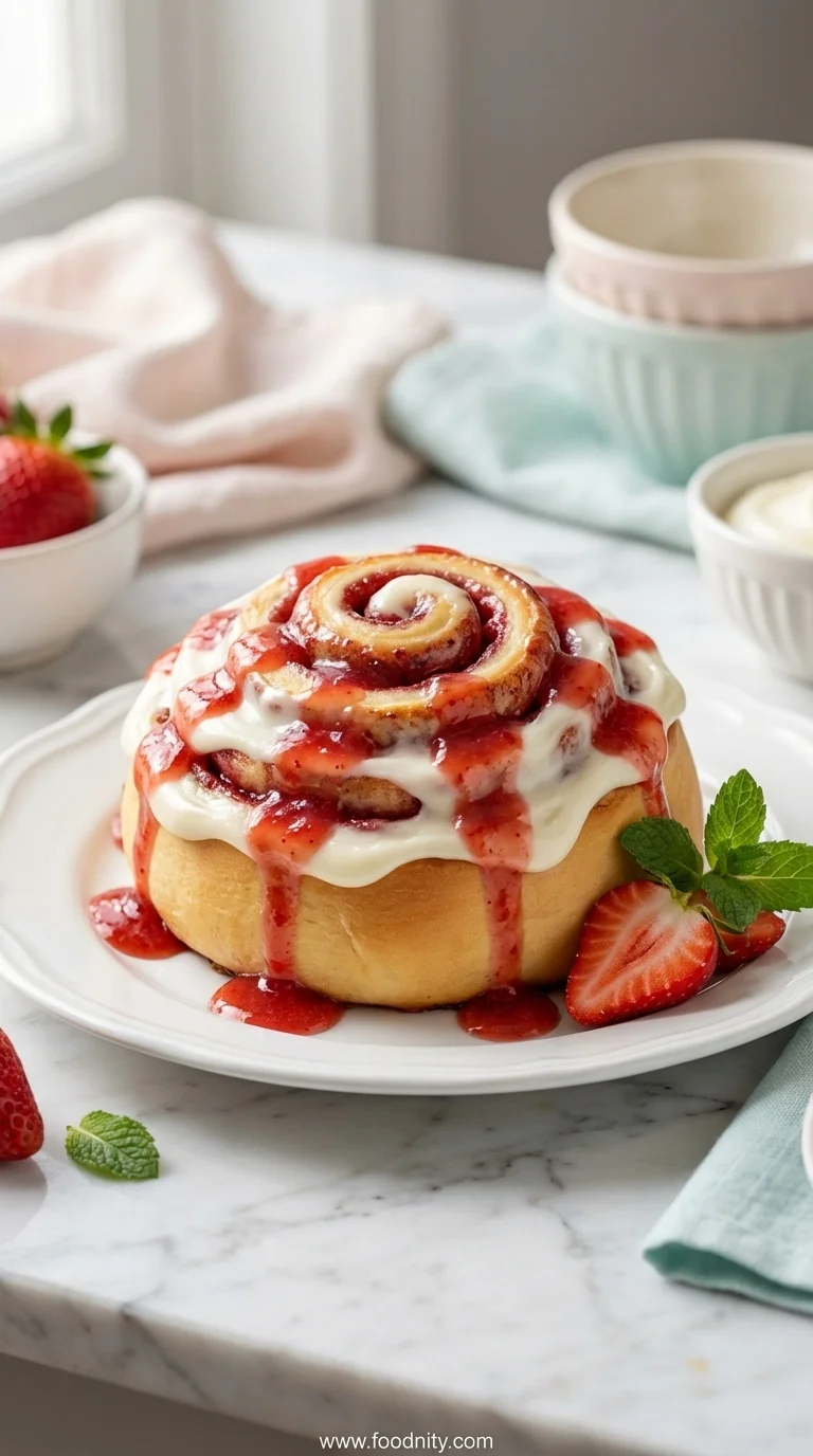 Strawberry Cheesecake Cinnabon Rolls - feature image