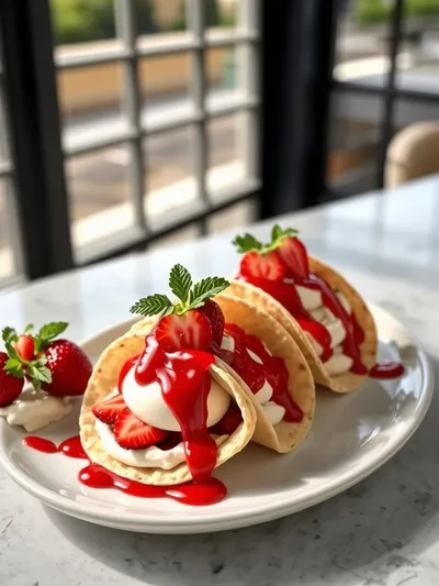Strawberry Cheesecake Dessert Tacos - cooking process