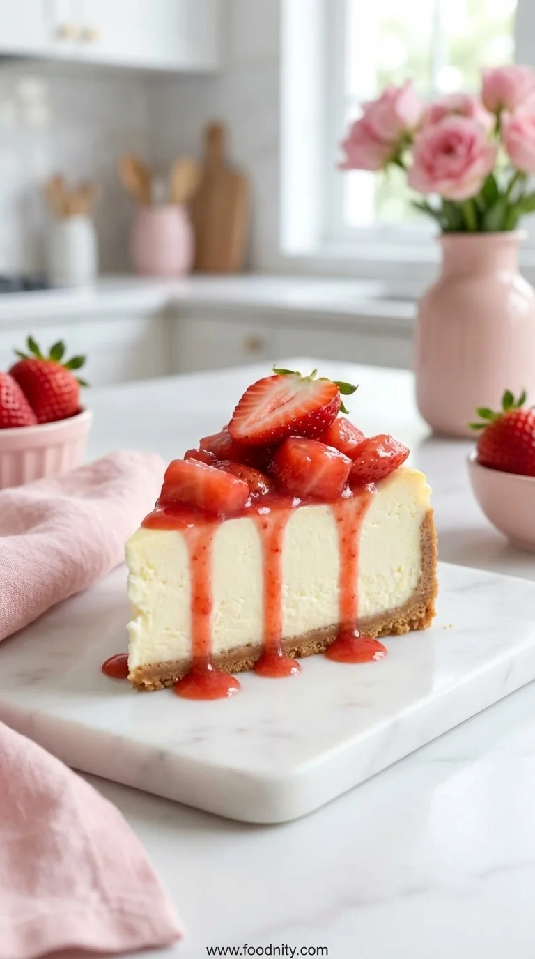 Easy Strawberry Cheesecake - feature image