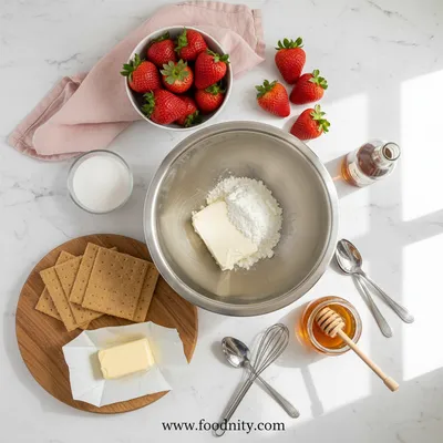 Easy Strawberry Cheesecake - ingredients preparation