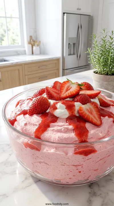 Strawberry Cloud Cake – 3-Ingredient No-Bake Delight