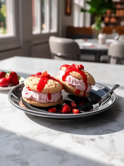 Strawberry Ice Cream Sandwiches - ready to serve