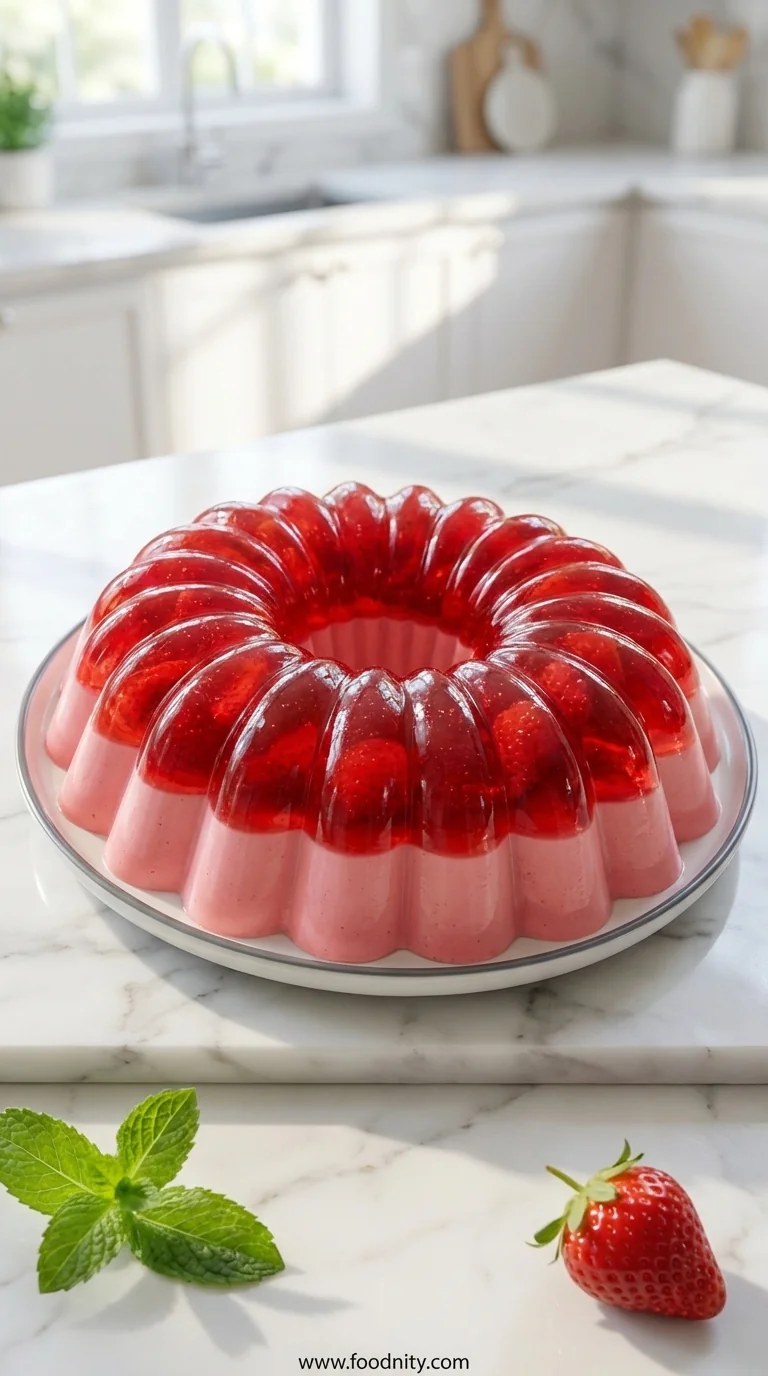Elegant Strawberry Jelly Cake - feature image