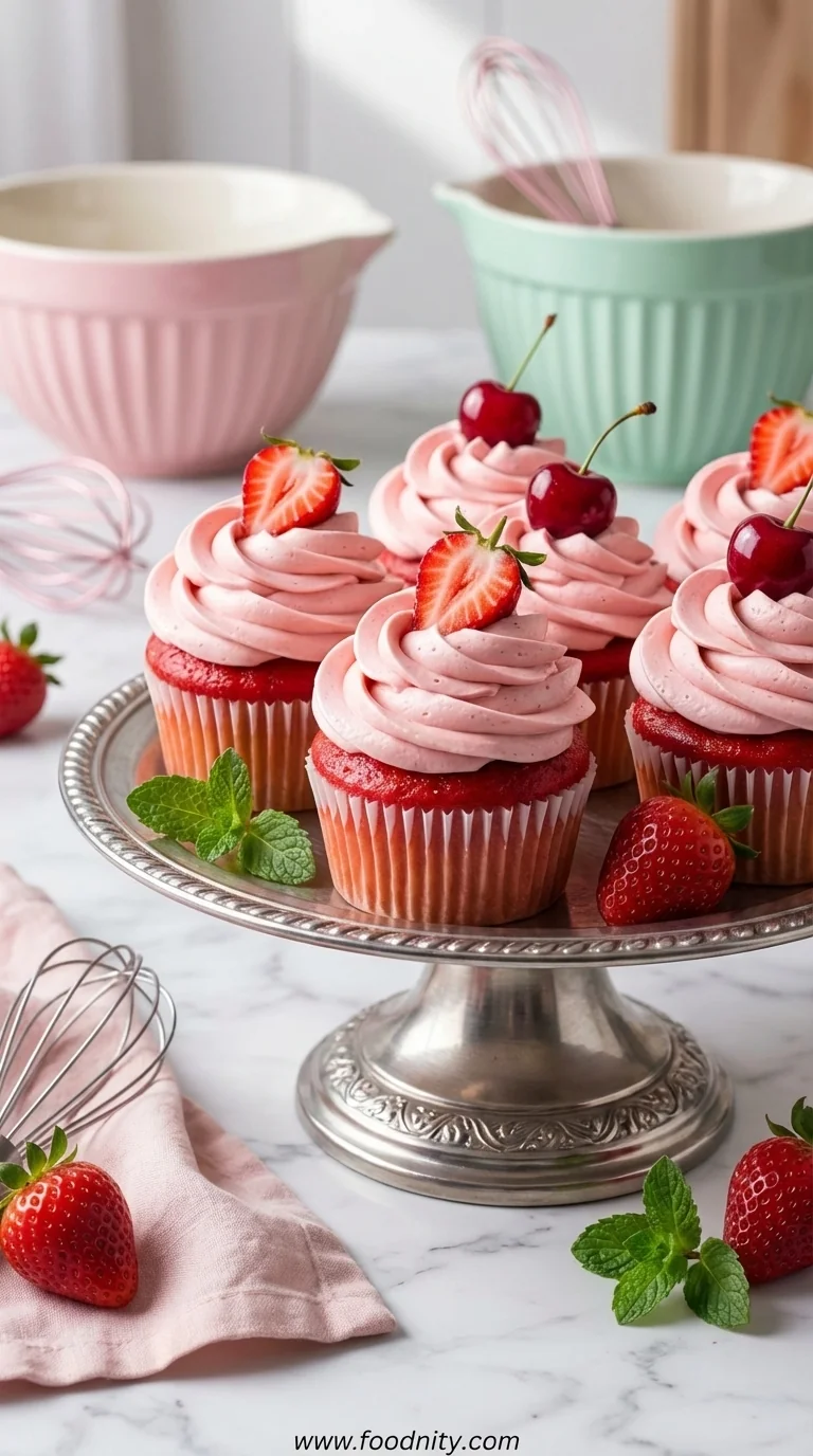 Strawberry Milkshake Cupcakes Recipe - feature image