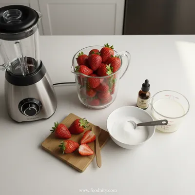 Easy Strawberry Milkshake Recipe - cooking process