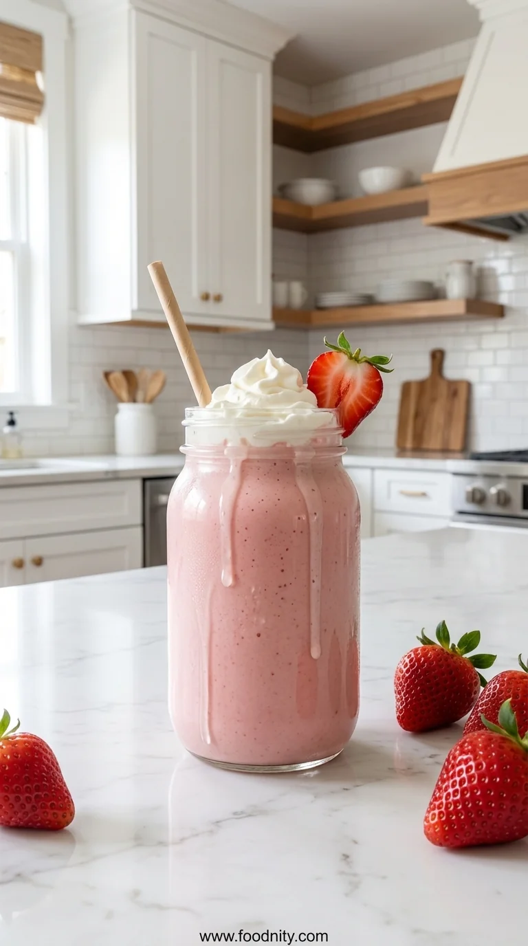 Easy Strawberry Milkshake Recipe - feature image
