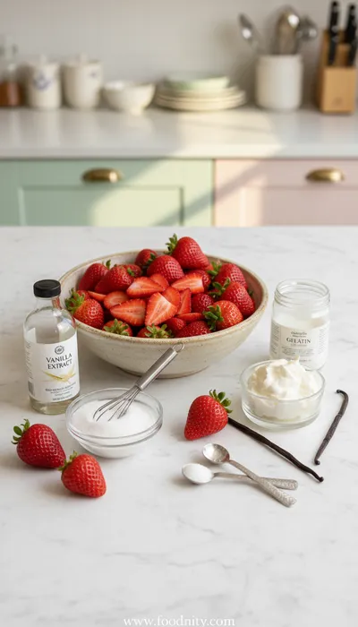 Strawberry Mousse - Light, Fluffy, Delicious - ingredients preparation