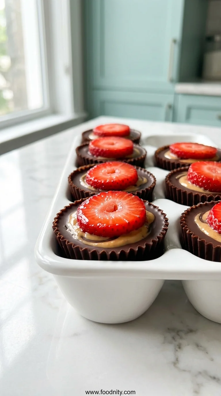 Healthy Strawberry Peanut Butter Cups - feature image