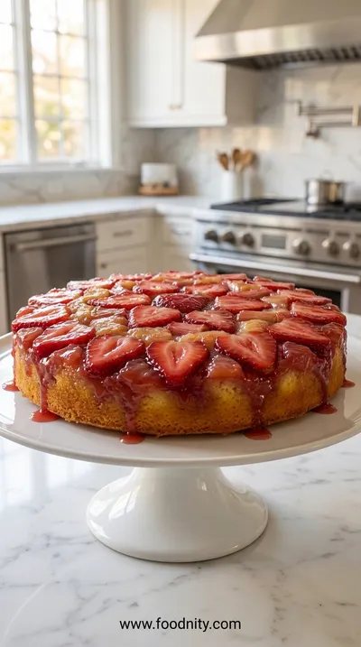 Strawberry Rhubarb Upside Down Cake