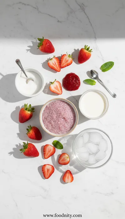 Strawberry Sago: Sweet Summer Dessert - ingredients preparation