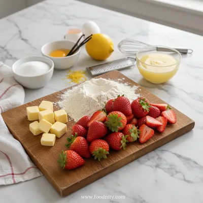 Strawberry Scones with Lemon Glaze - ingredients preparation