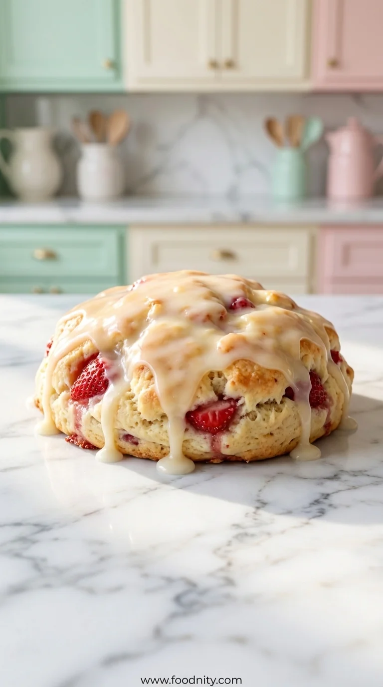 Strawberry Scones with Lemon Glaze - feature image